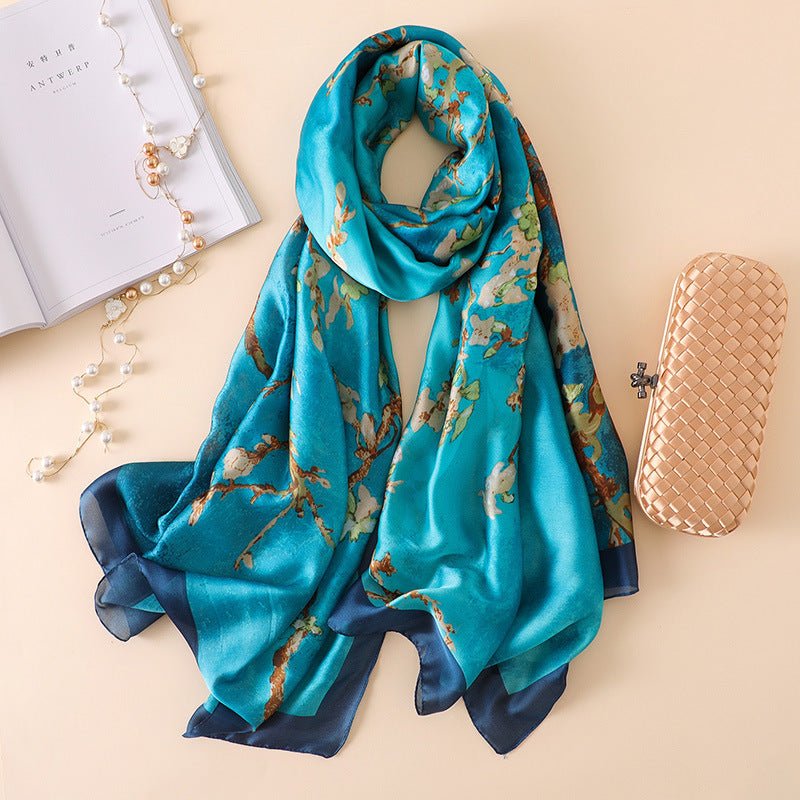 Beach Sunscreen Shawl, Versatile Long Scarf, Silk Scarf by Dealightful Finds