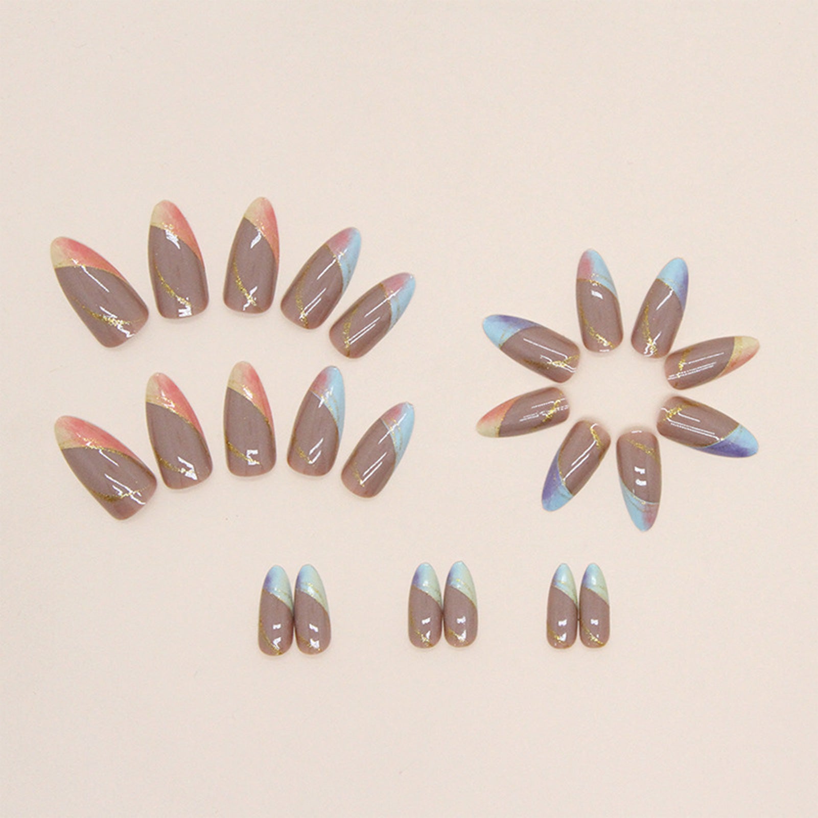 24pcs Colorful Gradient Almond Medium Length Fake Nails by Dealightful Finds