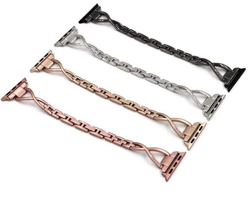 Apple Watch Band X-Type Stainless Steel with Diamonds by Dealightful Finds