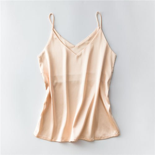 Silk V-Neck Sleeveless Top for Women, Short Length by Dealightful Finds