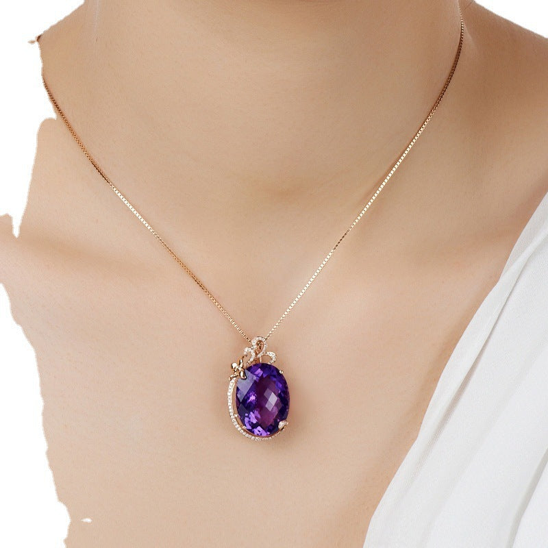 Amethyst Pendant Necklace with Colorful Gemstones by Dealightful Finds