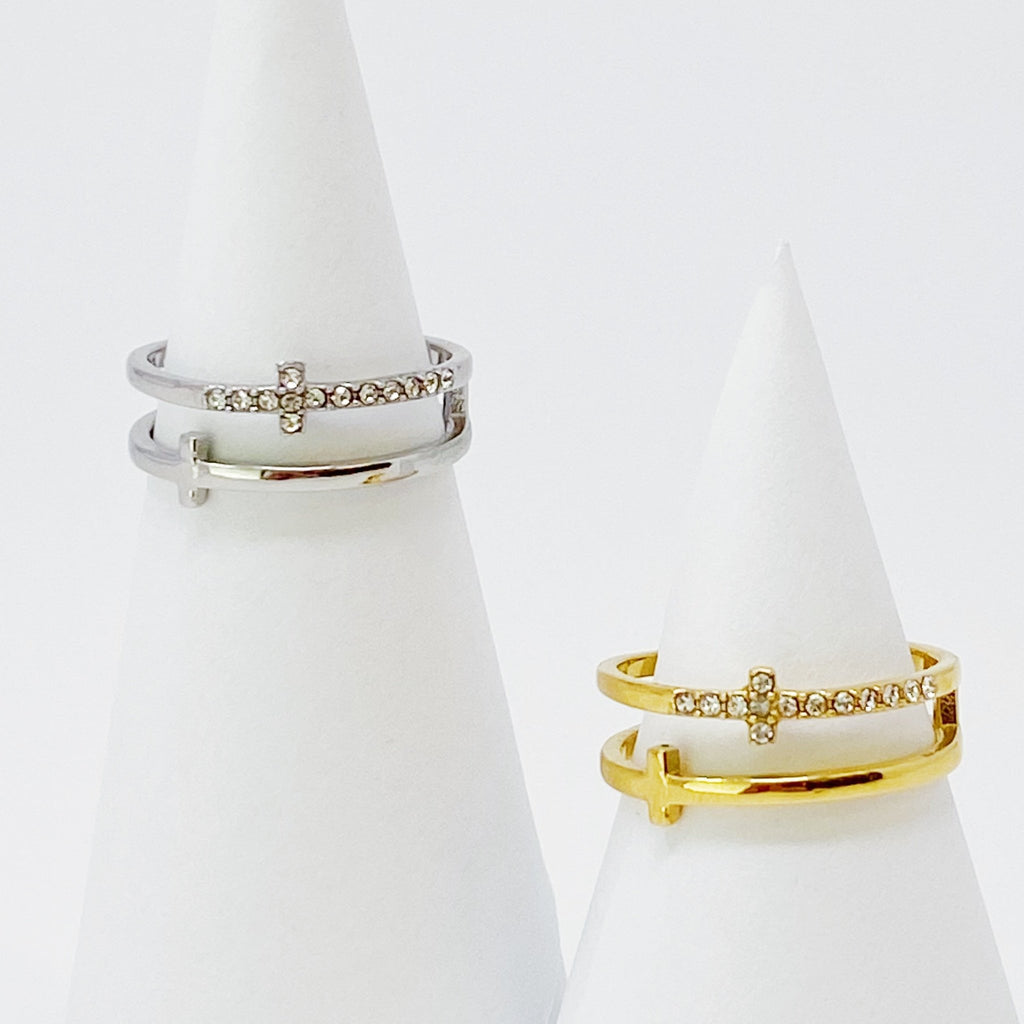 Forever Double Cross Ring by Dealightful Finds