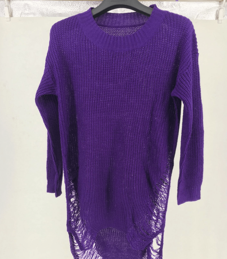 Fringed Knit Sweater in Mid-Length Style by Dealightful Finds