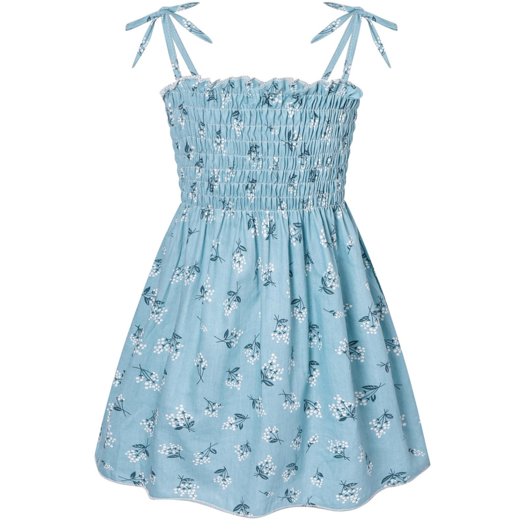Kumrabal Girls Dresses Toddler Dress Little Toddler Girls Flower Summer Sleeveless Straps Blue with Snowdrop Printed Princess DressesBackless Cute Holiday Beach Sundress for KidsSize 100 by Dealightful Finds