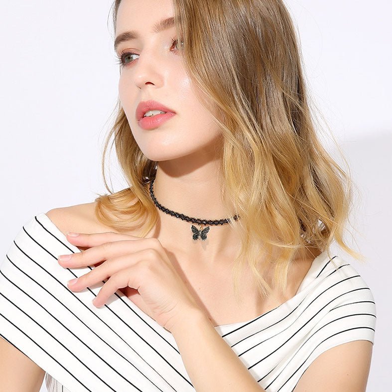 Trendy Butterfly Pendant Choker Necklace for Women by Dealightful Finds
