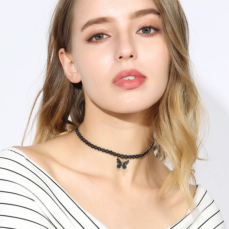 Trendy Butterfly Pendant Choker Necklace for Women by Dealightful Finds