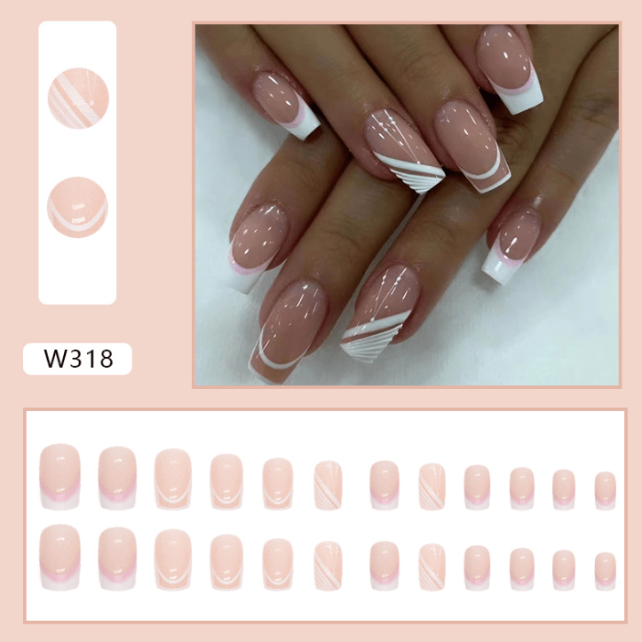Simple Nude Color Mid-length Square Fake Nails by Dealightful Finds