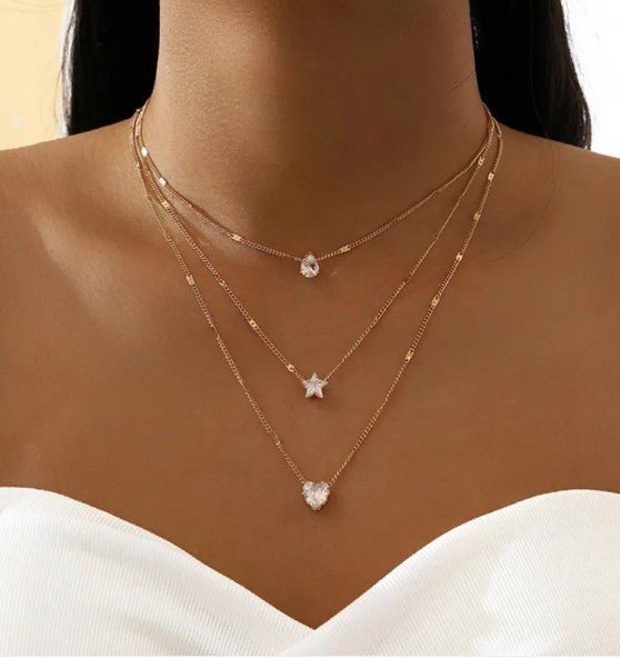 Trendy Women’s Zircon Pendant Layered Necklace by Dealightful Finds