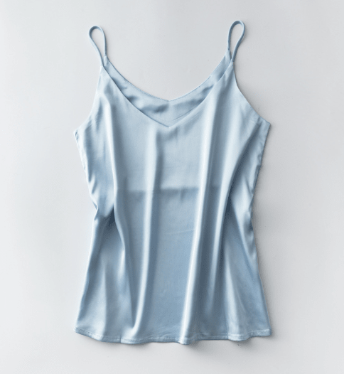 Silk V-Neck Sleeveless Top for Women, Short Length by Dealightful Finds