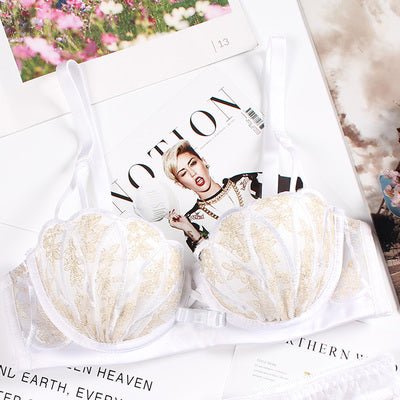 Lace Embroidered Wireless Bra and Lingerie Set by Dealightful Finds