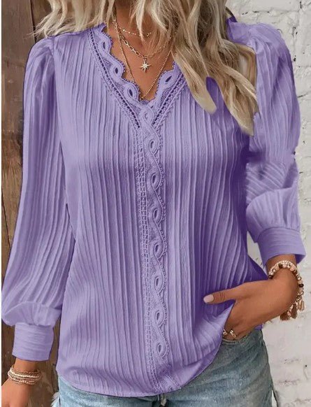 Blouse with Lace Details in Chiffon by Dealightful Finds