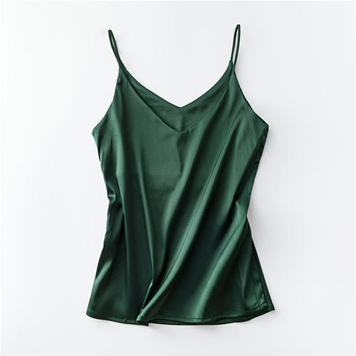 Silk V-Neck Sleeveless Top for Women, Short Length by Dealightful Finds