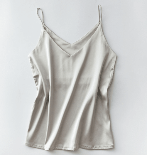 Silk V-Neck Sleeveless Top for Women, Short Length by Dealightful Finds
