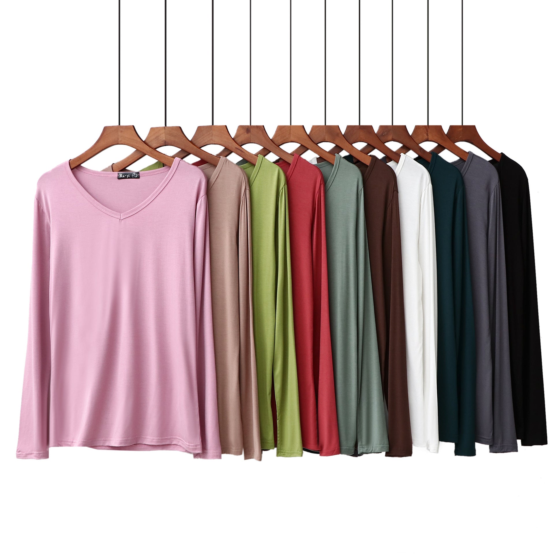 Plus Size Korean V-neck Long Sleeve Casual Top by Dealightful Finds
