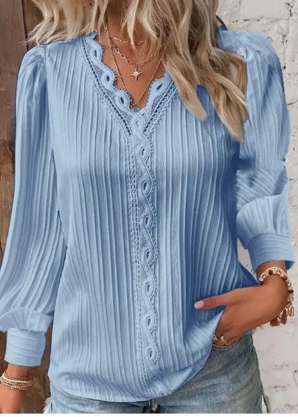 Blouse with Lace Details in Chiffon by Dealightful Finds