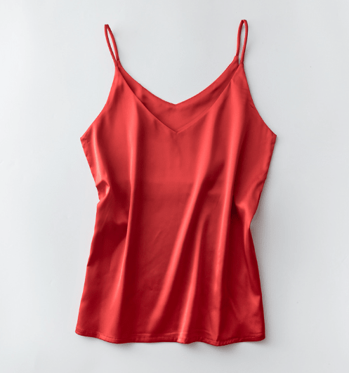 Silk V-Neck Sleeveless Top for Women, Short Length by Dealightful Finds