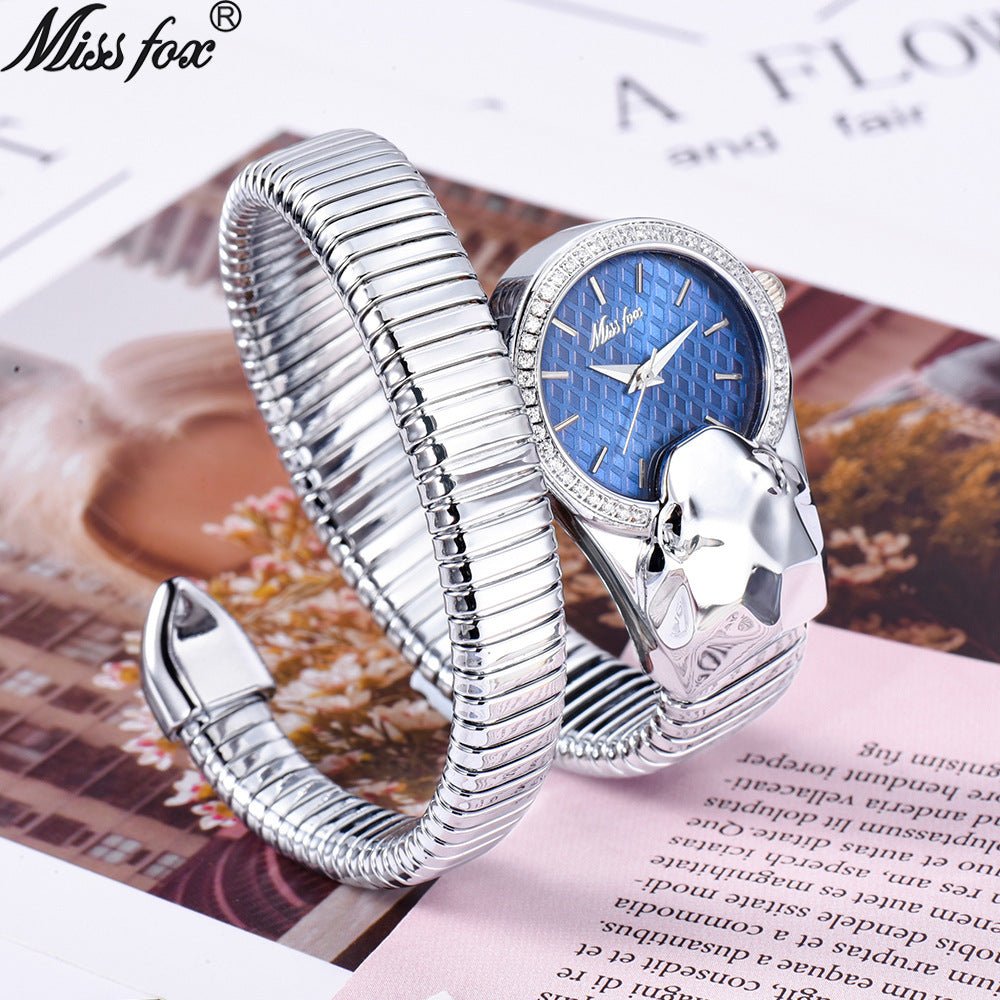 MISSFOX Women’s Fashionable Snake Bracelet Watch by Dealightful Finds