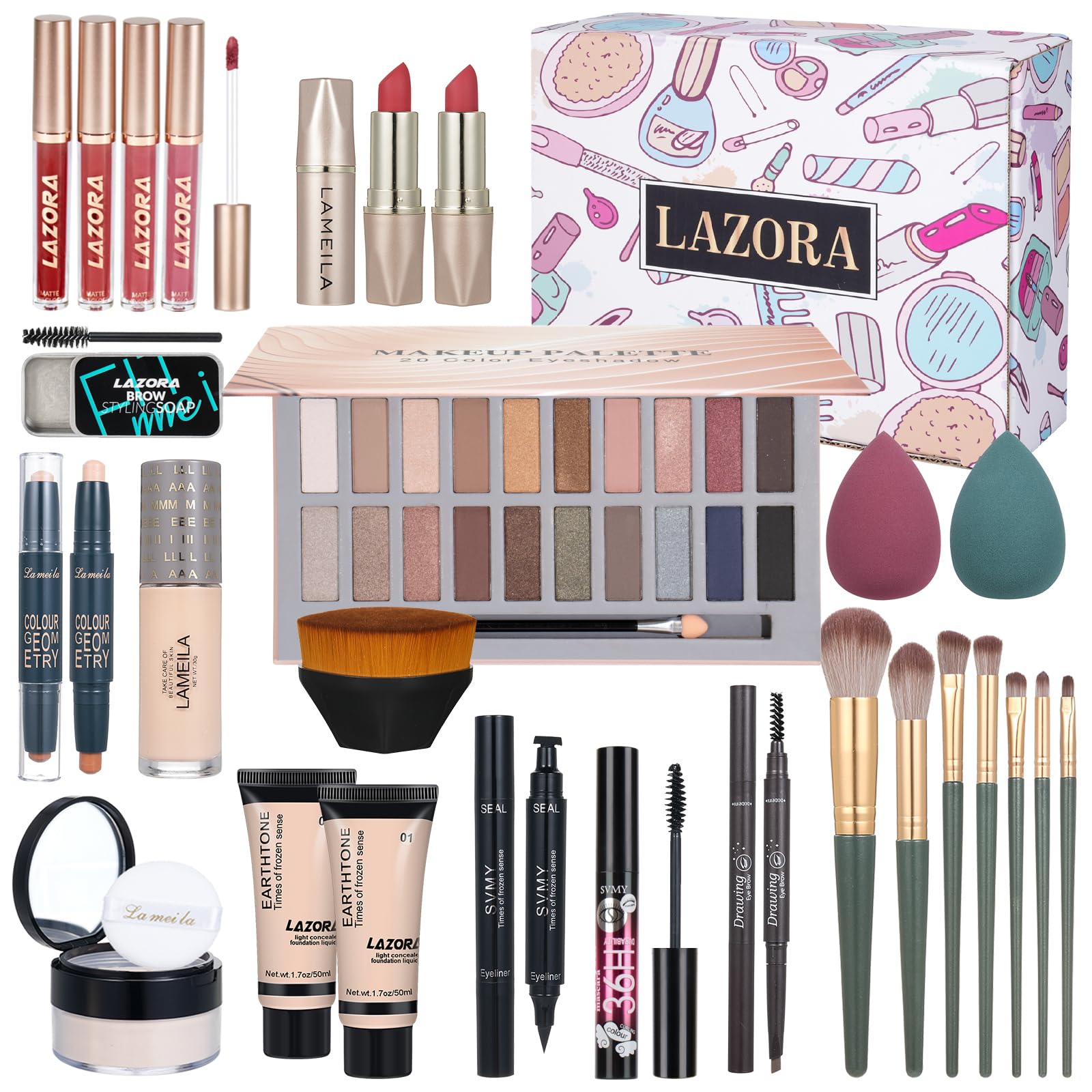 Makeup Kit for Women All in One Makeup Sets Makeup Kit for Women Full Kit Teens Makeup Essential Bundle Include 20 Color Eyeshadow Palette Set by Dealightful Finds