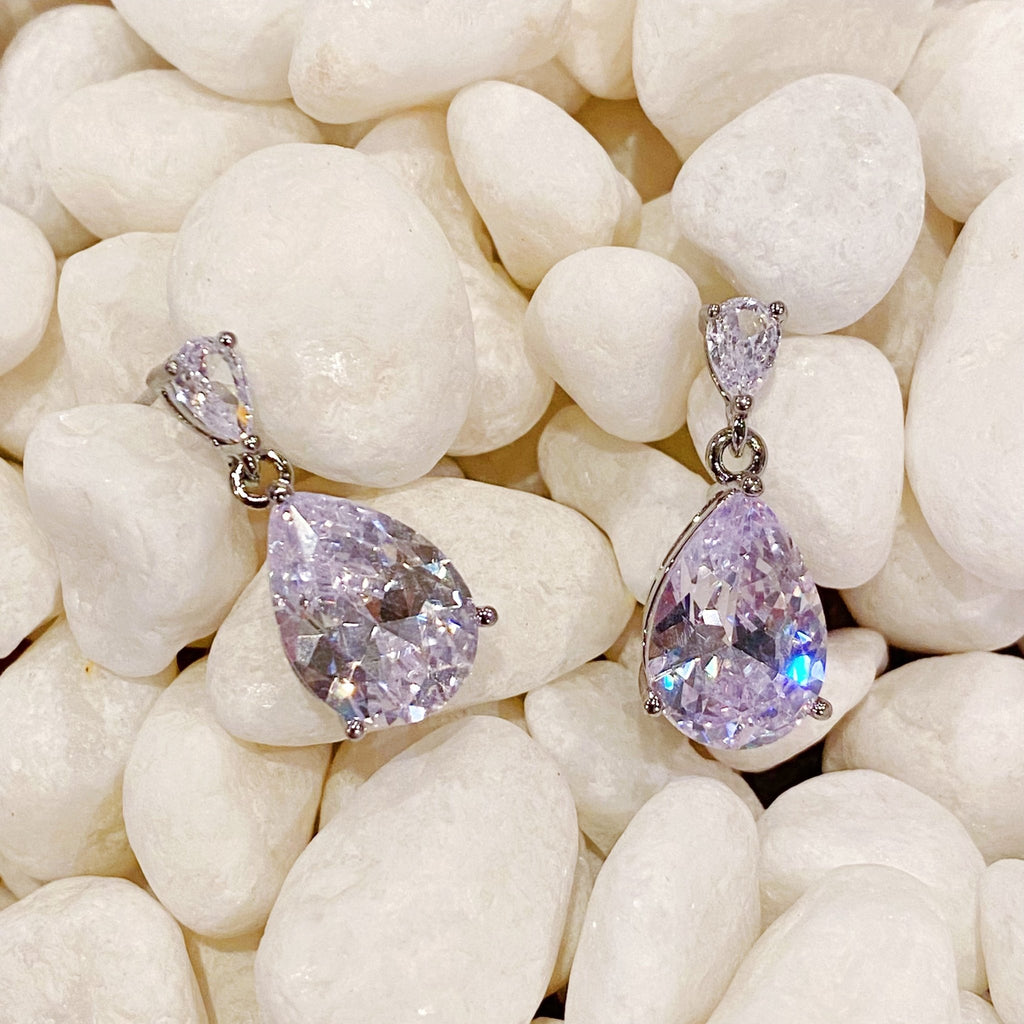 Crystal Clear Teardrop Earrings by Dealightful Finds