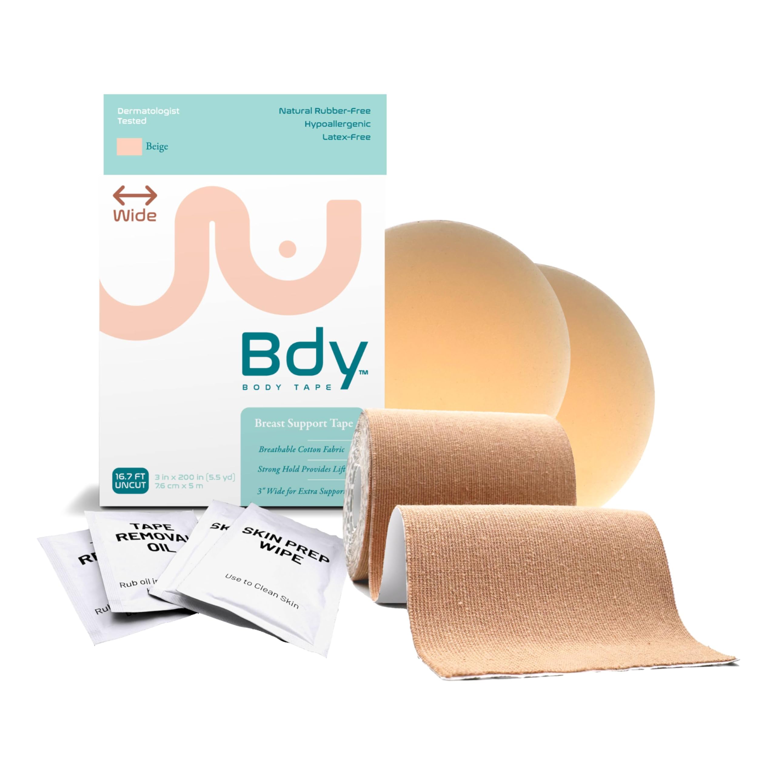 BDY Tape - Breast Lift Tape - from KT Tape - Application and Removal Kit - Boob Placement Tape - Dermatologist Tested - Invisible Bra Alternative - (3 in.) by Dealightful Finds