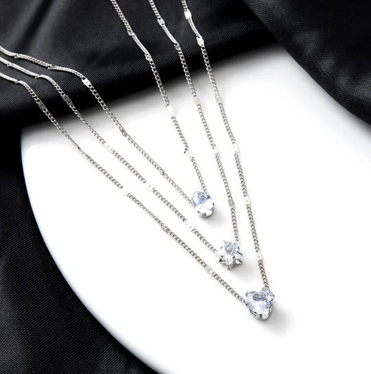 Trendy Women’s Zircon Pendant Layered Necklace by Dealightful Finds