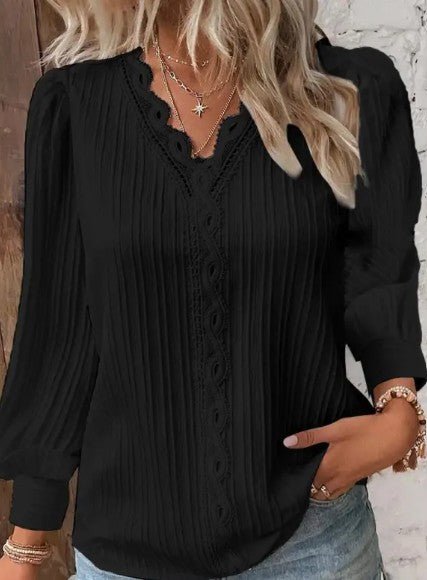 Blouse with Lace Details in Chiffon by Dealightful Finds