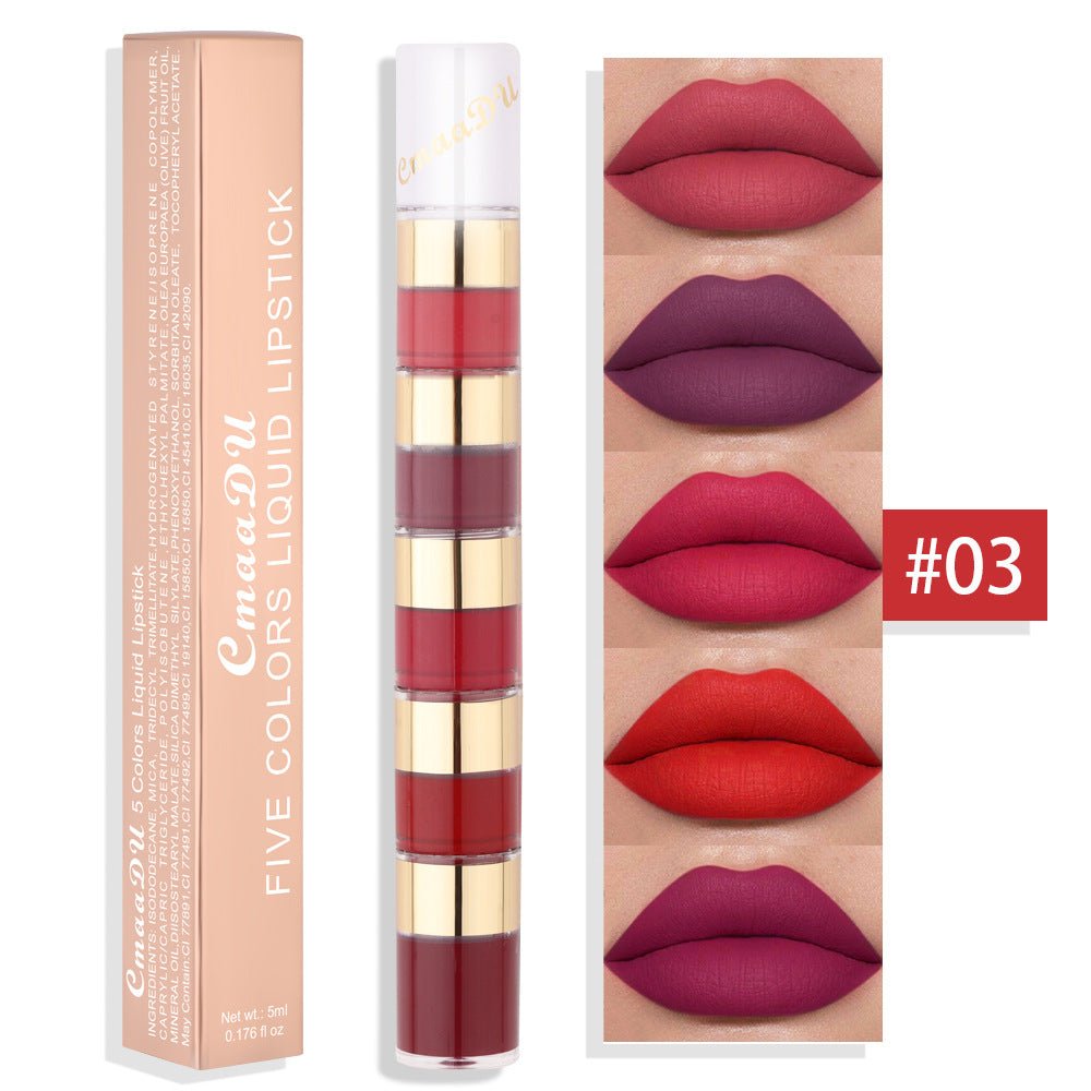 Waterproof 5 Color Matte Lip Gloss with Bamboo Joint by Dealightful Finds
