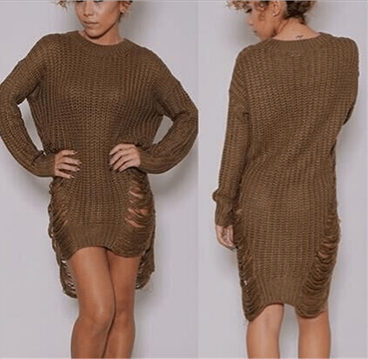 Fringed Knit Sweater in Mid-Length Style by Dealightful Finds