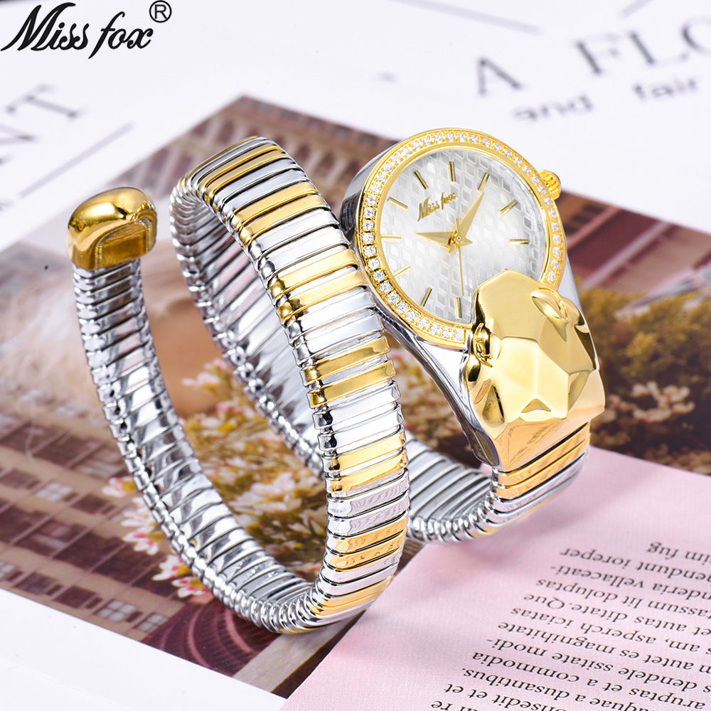 MISSFOX Women’s Fashionable Snake Bracelet Watch by Dealightful Finds