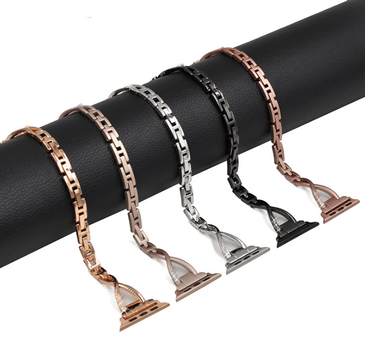 Apple Watch Band X-Type Stainless Steel with Diamonds by Dealightful Finds