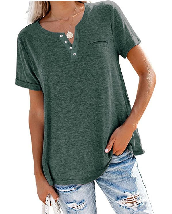 Casual Solid Color Loose Long Sleeve T-Shirt by Dealightful Finds