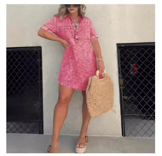 Lady® Long Shirt Dress with Pocket (One Piece) by Dealightful Finds