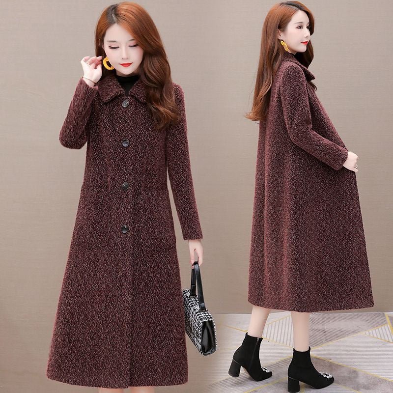 Mid-Length Padded Imitation Mink Fleece Coat for Women by Dealightful Finds