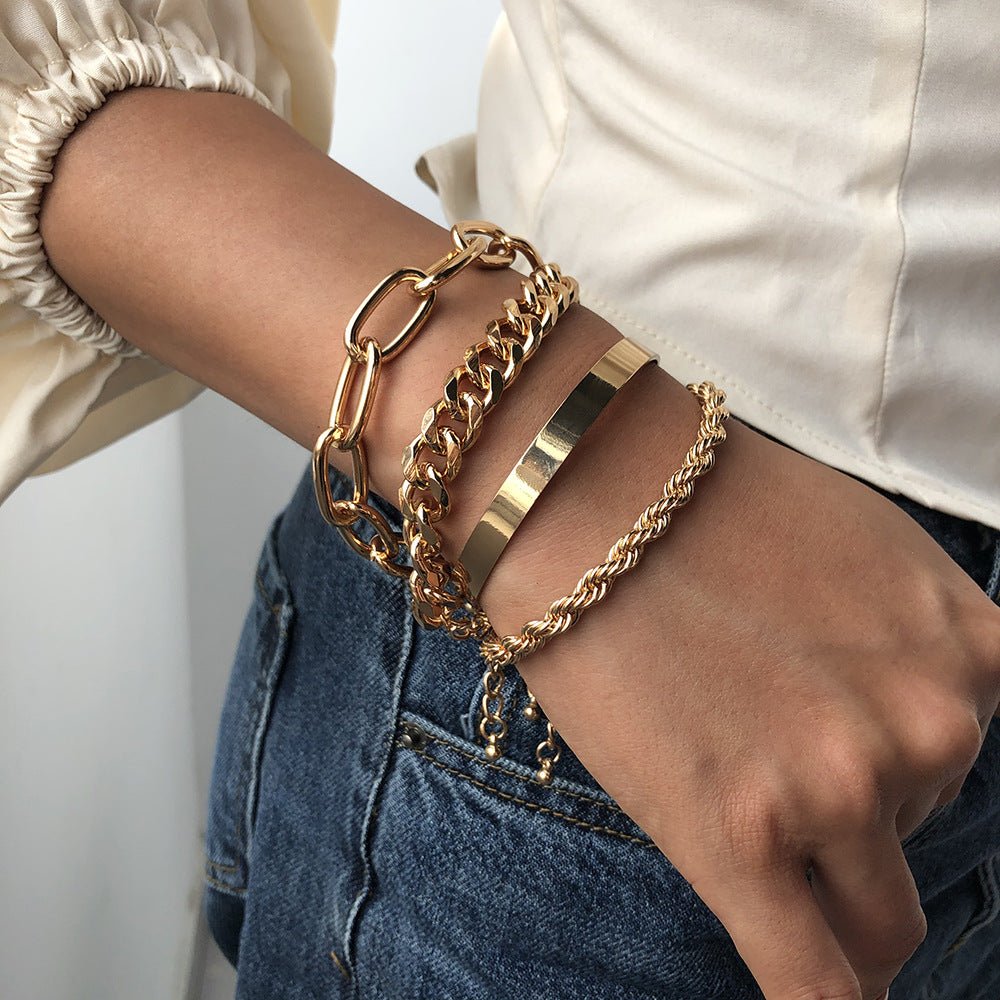 B1136 Women's Fashionable Gold Chunky Chain Bracelet by Dealightful Finds