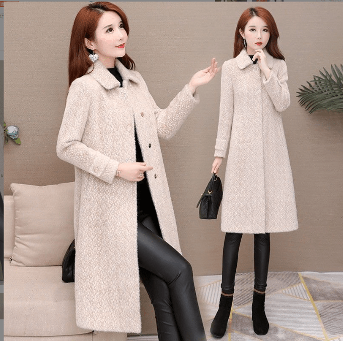 Mid-Length Padded Imitation Mink Fleece Coat for Women by Dealightful Finds