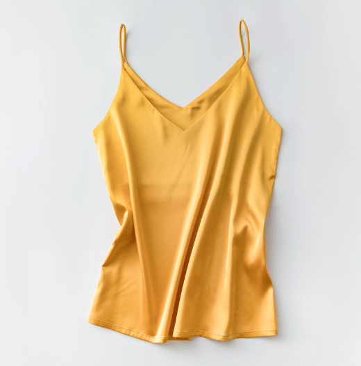 Silk V-Neck Sleeveless Top for Women, Short Length by Dealightful Finds