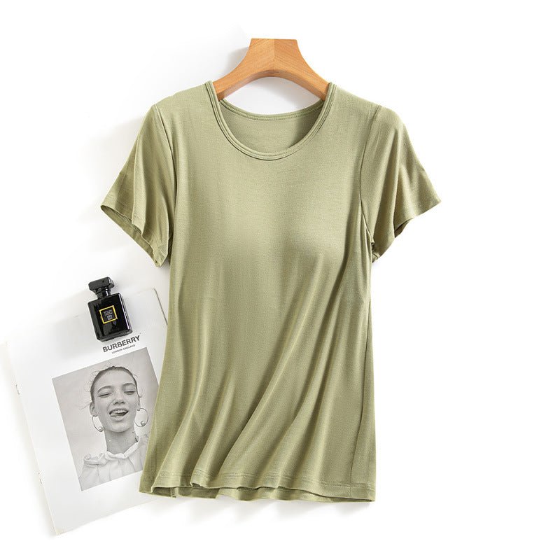 Women's Summer Modal Short Sleeve T-Shirt with Pads by Dealightful Finds