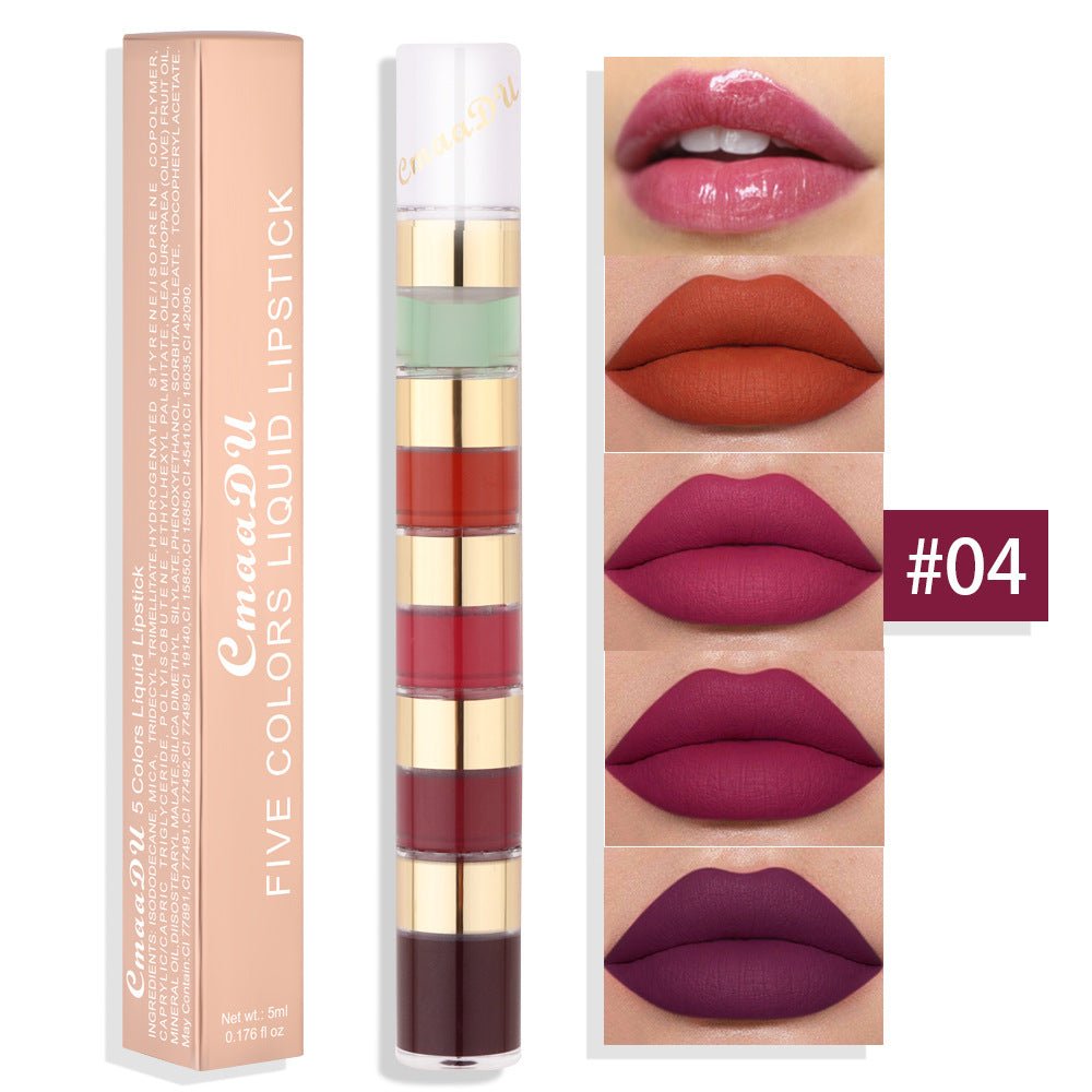 Waterproof 5 Color Matte Lip Gloss with Bamboo Joint by Dealightful Finds