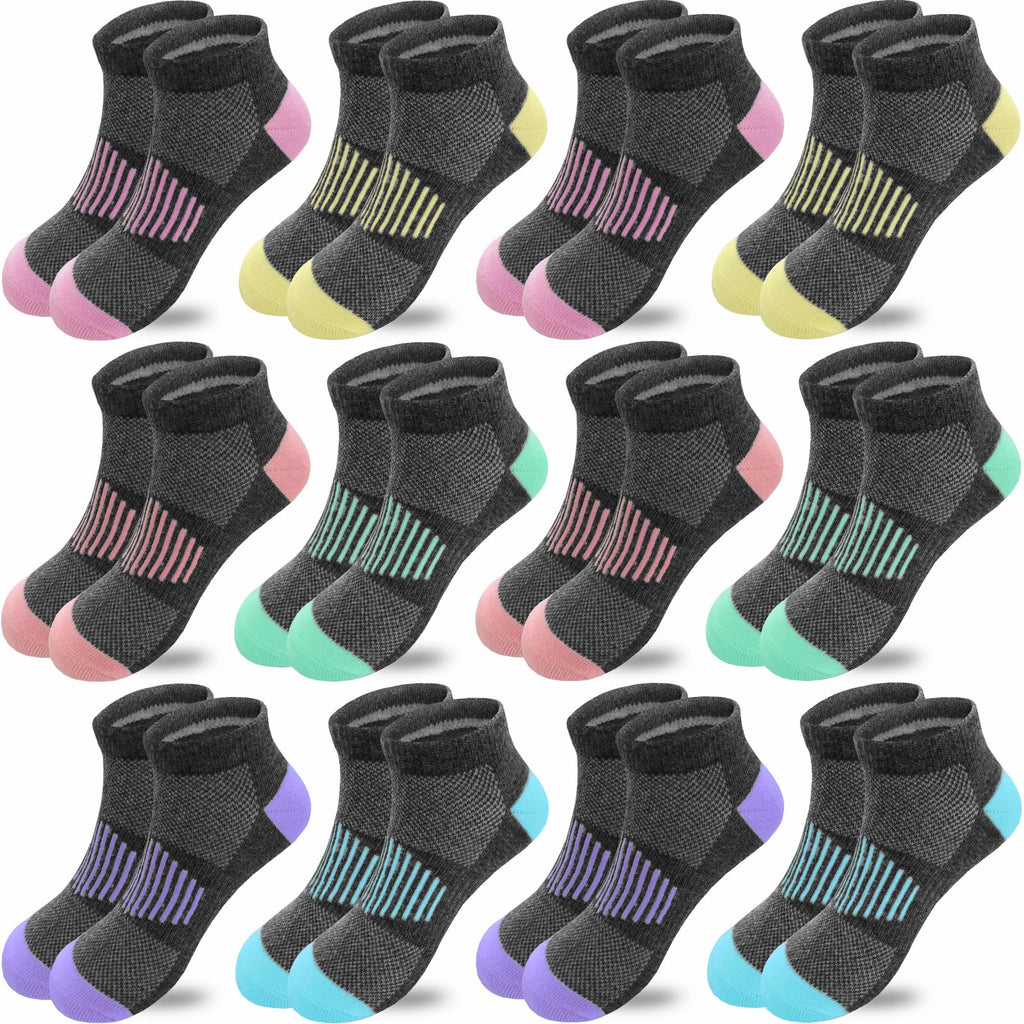 JAMEGIO 12 Pairs Girls Socks Ankle Socks for Girls Running Athletic Low Cut Socks for Little Big Girls(7-10 Years) by Dealightful Finds