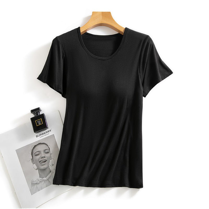 Women's Summer Modal Short Sleeve T-Shirt with Pads by Dealightful Finds