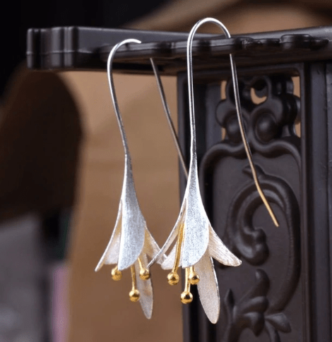 Long Floral Earrings in Luxury Gift Box with Accessories by Dealightful Finds