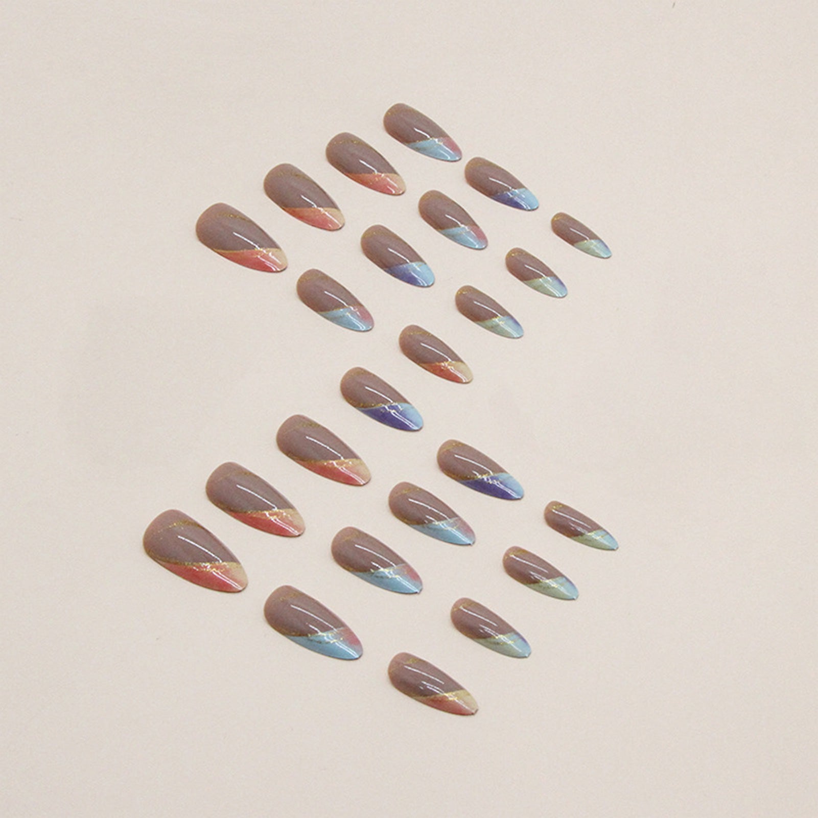 24pcs Colorful Gradient Almond Medium Length Fake Nails by Dealightful Finds