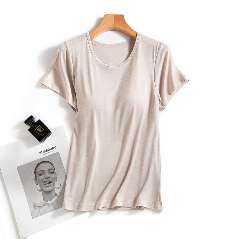 Women's Summer Modal Short Sleeve T-Shirt with Pads by Dealightful Finds