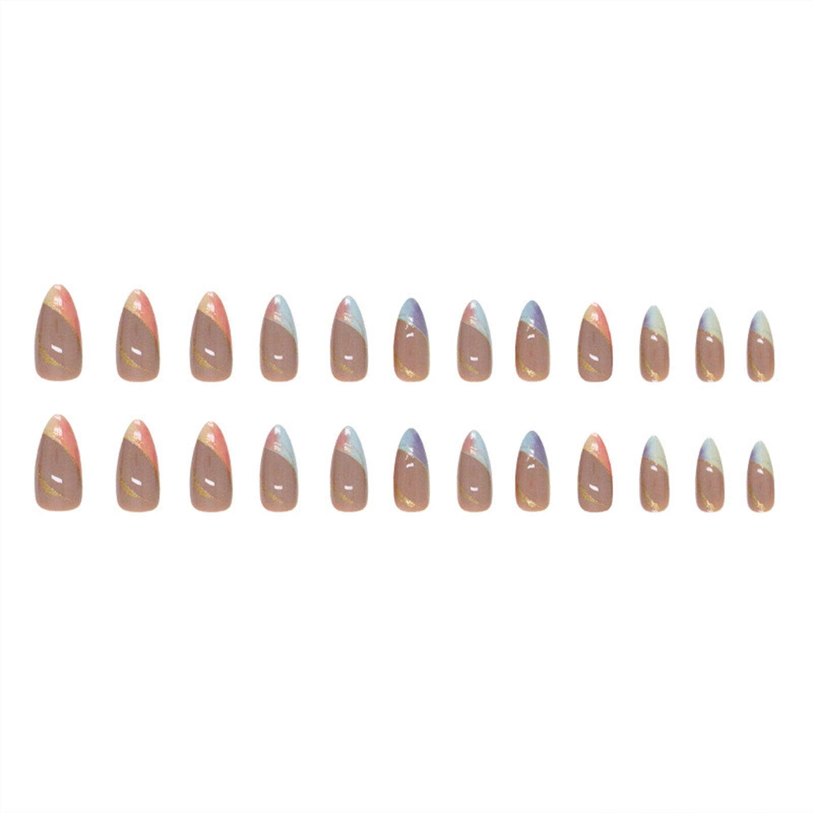 24pcs Colorful Gradient Almond Medium Length Fake Nails by Dealightful Finds