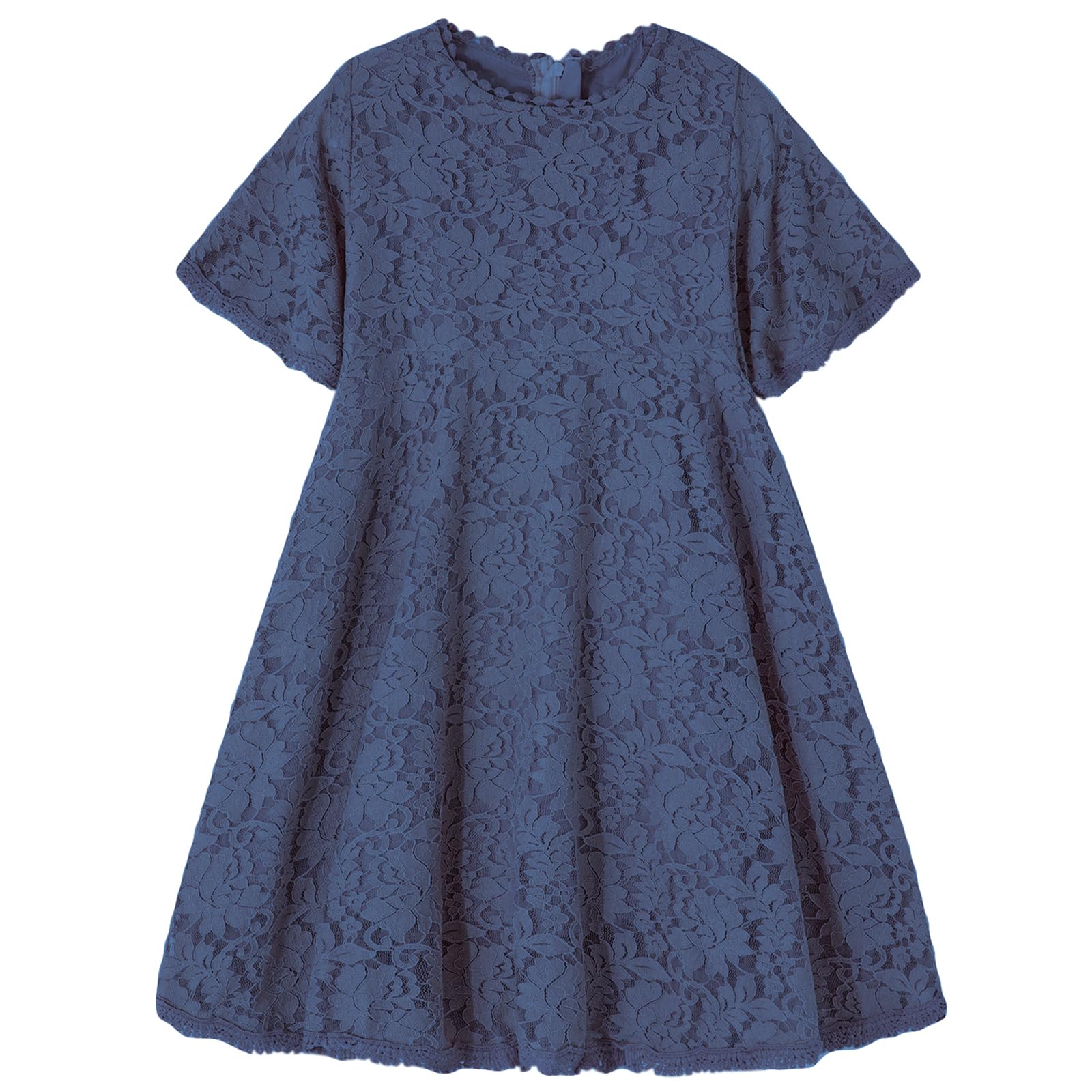 Niyage Girls Dress Vintage Lace with Bell Sleeve Toddler Little Girls Elegant Princess Party Dresses Navy Bule 80 by Dealightful Finds