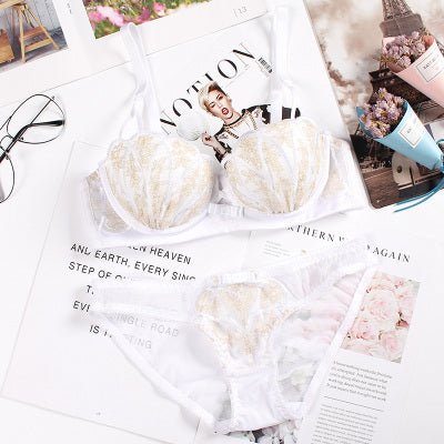 Lace Embroidered Wireless Bra and Lingerie Set by Dealightful Finds