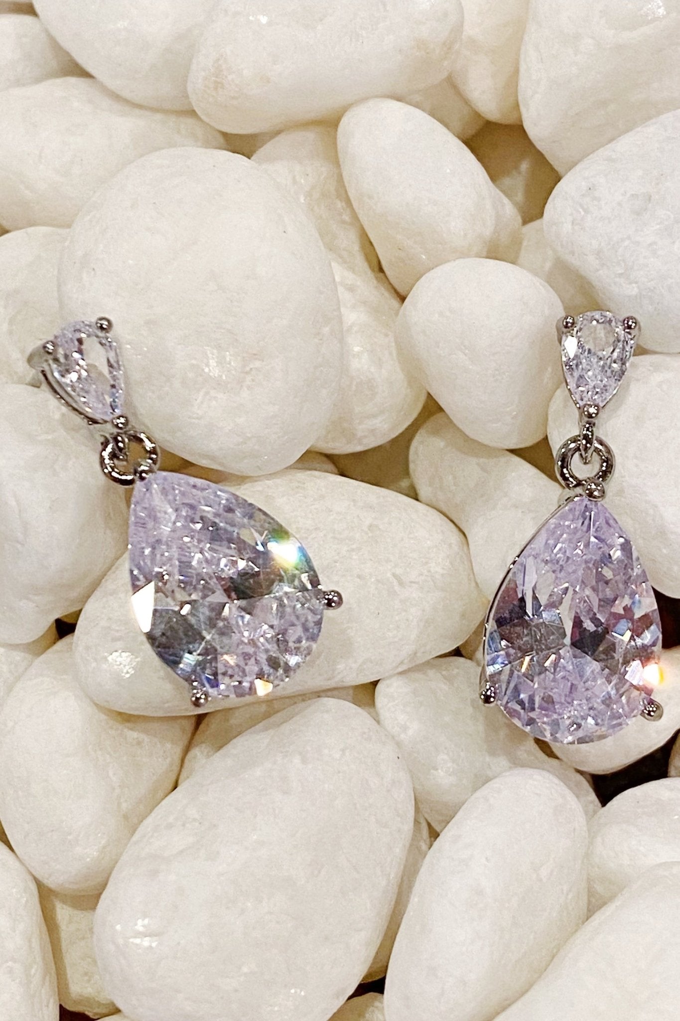 Crystal Clear Teardrop Earrings by Dealightful Finds