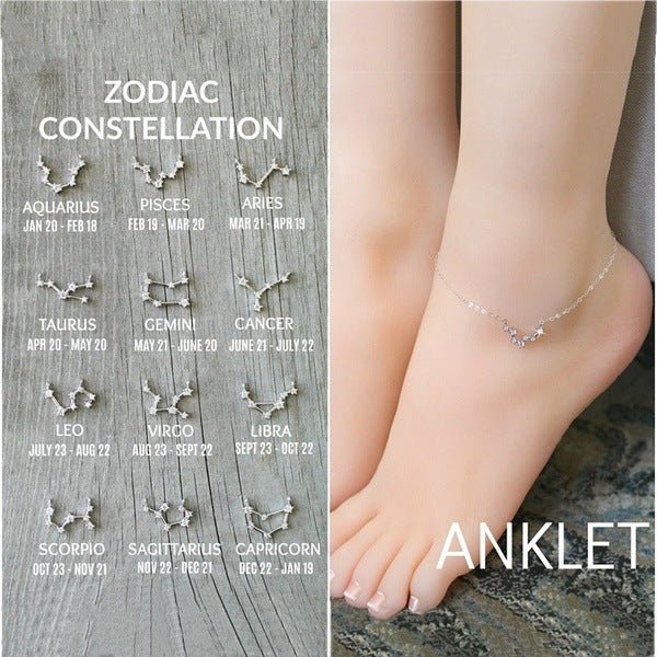 Fashionable Gold Chain Zodiac Crystal Anklet Bracelet by Dealightful Finds
