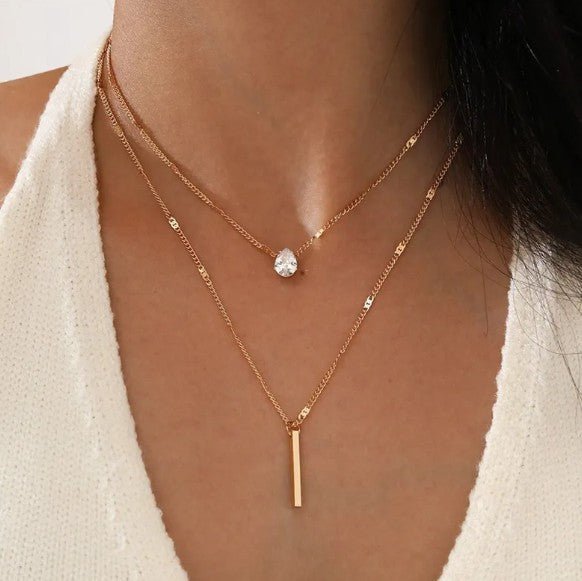 Trendy Women’s Zircon Pendant Layered Necklace by Dealightful Finds