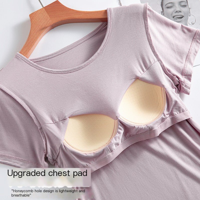 Women's Summer Modal Short Sleeve T-Shirt with Pads by Dealightful Finds